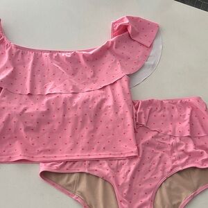 Kortni Jeane Pink Hearts Ruffled Bikini Set medium